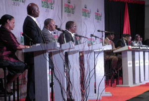 The candidates at the third and final debate at  Hotel Victoria, Blantyre